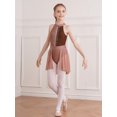 thumbnail image 5 of YONGHS Kids Girls Sleeveless Ballet Latin Irregular Hem Lyrical Leotard Tulle Dress Coffee 6, 5 of 7