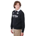 thumbnail image 2 of Brooklyn Cloth NY Coffee Club Rugby Fleece Pullover, Heavyweight Striped Collar, Black, Large, 2 of 4