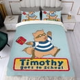 thumbnail image 4 of Timothy Va a la Escuela Conjunto de sábanas temático, trío de piezas, cómodo y amigable con la piel, diseño único, regalo de decoración para el hogar para familiares, amigos y fans,140cm *210cm, 4 of 6