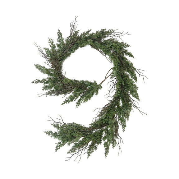 LanSuare 5.9FT Christmas Cedar Garland, Realistic Greenery Cypress Garlands, Real Touch Artificial Pine Garland for Home Dining Table, Mantel, Stair, Porch, Winter Xmas Decor