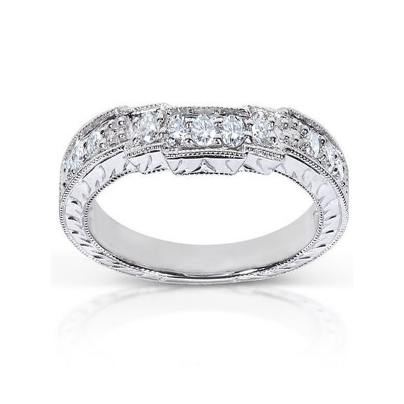 Antique Round Diamond Wedding Band for Her in White Gold