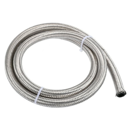 Unique Bargains 5ft 8AN Fuel Hose AN8 Universal Car Braided Stainless Steel CPE Oil Fuel Gas Line Hose Silver Tone
