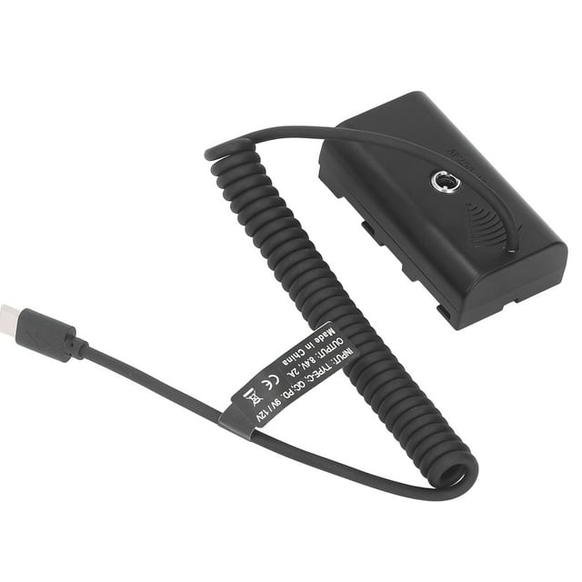 Batterie Factice NP, Câble d'Alimentation à Ressort Type C vers NP F970 pour Moniteur de Caméra