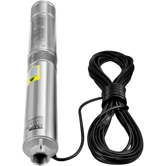 Heavy Duty 1HP Submersible Well Pump, 115V/60Hz 37GPM 207ft Head, 4" Stainless Steel, IP68 Waterproof with 33ft Cord for Farm/House/Industry