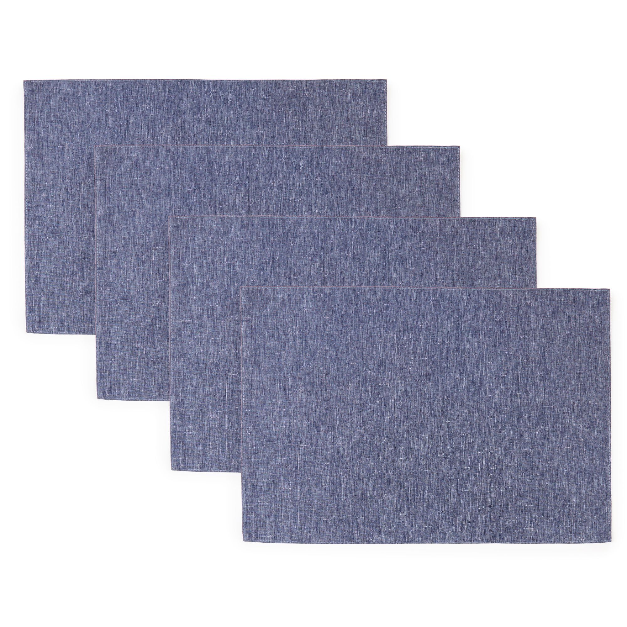 TOWN & COUNTRY LIVING Somers Reversible Placemat 4-Pack Set, Denim Blue, 13"x17.5"