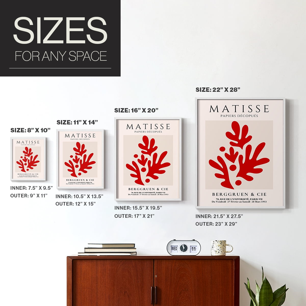 Matisse CLXIX Framed Print in White Solid Wood 11 x 14 Framed Print