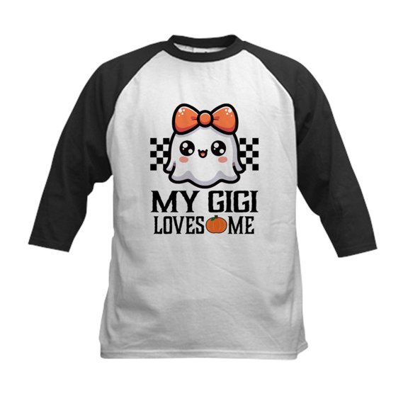 CafePress - My Gigi Loves Me Halloween Grandchild Kids Baseball T Shirt - Kids Cotton Baseball Jersey, 3/4 Sleeve Shirt