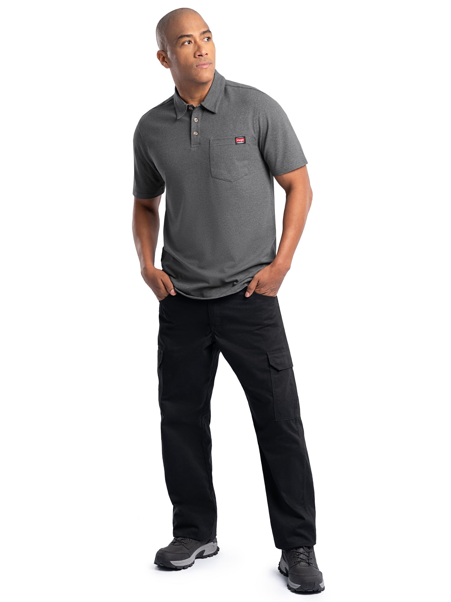 Wrangler Workwear Men's Performance Stretch Polo Short Sleeve Work Shirt, size S-3XL