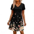 thumbnail image 3 of Spring Dresses for Women 2026 Casual Summer V Neck Floral Print A-Line Dress Beach Vacation Sundress Modest Dresses, 3 of 6