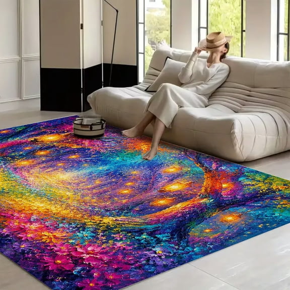 RKSupls Howling Wolfin Winter Night Soft Fluffy Velvet Area Rug for Living Room Bedroom, Non-Slip Washable Carpet, Modern Minimalist Home Decor Floor Mat