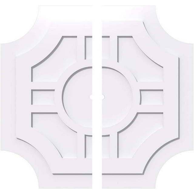 Ekena Millwork CMP34HS2-01000 34 in. OD x 1 in. ID Square Haus Architectural Grade PVC Contemporary Ceiling Medallion - 2 Piece