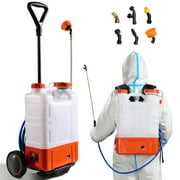 BENTISM Battery Powered Backpack Sprayer with Wheel 4 Gal Tank 0-94 PSI Adjustable