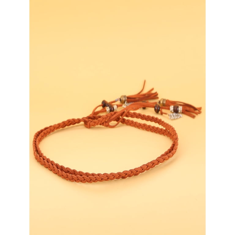Women Girls PU Leather Waist Belt Woven O-Ring Chain Skinny Rope with Tassel 71hNbO+jSZL._AC_UY1000_.jpg main image 4