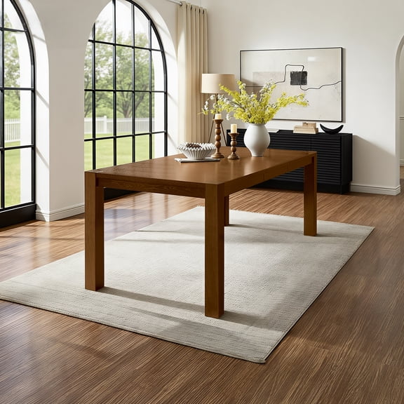 Morden Fort Extendable Dining Wood Table for 6-8, Rectangular 60"-80" Modern Expanding Table for Kitchen, Living Room, Gatherings, Meetings, Brown