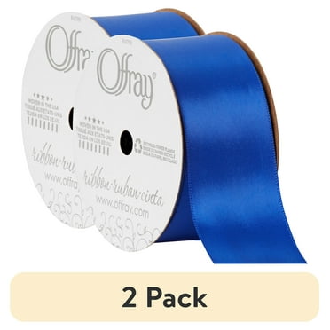 (2 pack) Offray Ribbon, Royal Blue 1 1/2 inch Double Face Satin Polyester Ribbon, 12 feet