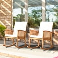 thumbnail image 2 of Patio 2-Piece Rocking Chair Acacia Wood Rocker w/ Seat & Back Cushions Safe & Comfortable Rocking, 2 of 8