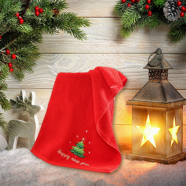 Serviette de Noël Serviette Cadeau Serviette pour le Visage Rouge Père Noël Serviette Cadeau Adulte