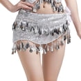 thumbnail image 3 of Pañuelo para la cadera para danza del vientre, falda para danza del vientre, faja con monedas, disfraz con plata/oro, 3 of 7