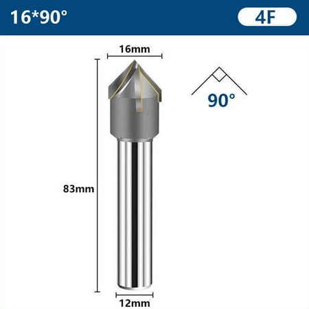 

Chamfer Cutter with Brazing Carbide Blade 16-40mm 60/90° 12/16mm Shank 4/6 Flute