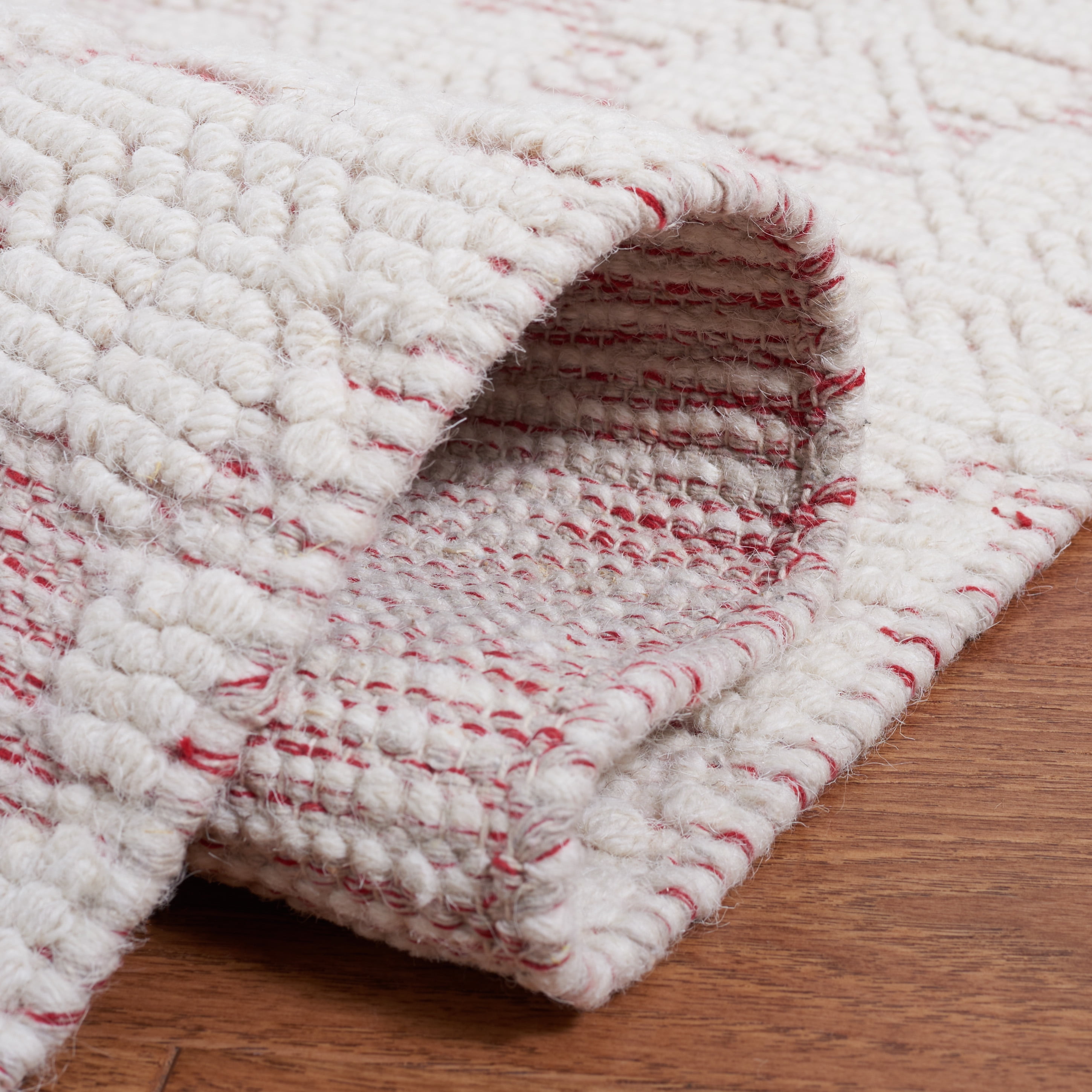 SAFAVIEH Vermont Orval Geometric Floral Wool Area Rug, 5' x 8', Ivory/Red