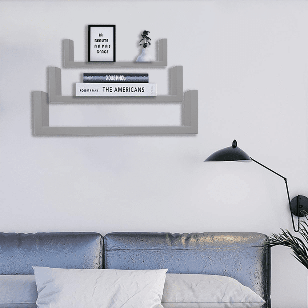 Lowestbest Floating Shelves, Set of 3 Floating Display Shelves Ledge, Bookshelf Wall Mount Storage, Gray Lowestbest Floating Shelves, Set of 3 Floating Display Shelves Ledge, Bookshelf Wall Mount Storage, Gray