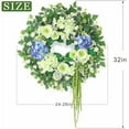 thumbnail image 6 of 26" Hydrangea & Eucalyptus Wreath for Front Door, Porch, Window - Large Artificial Silk Flowers Outdoor Wreath for Home, Farmhouse, Wedding Decor - Spring, Summer, All Seasons (White&Purple), 6 of 9