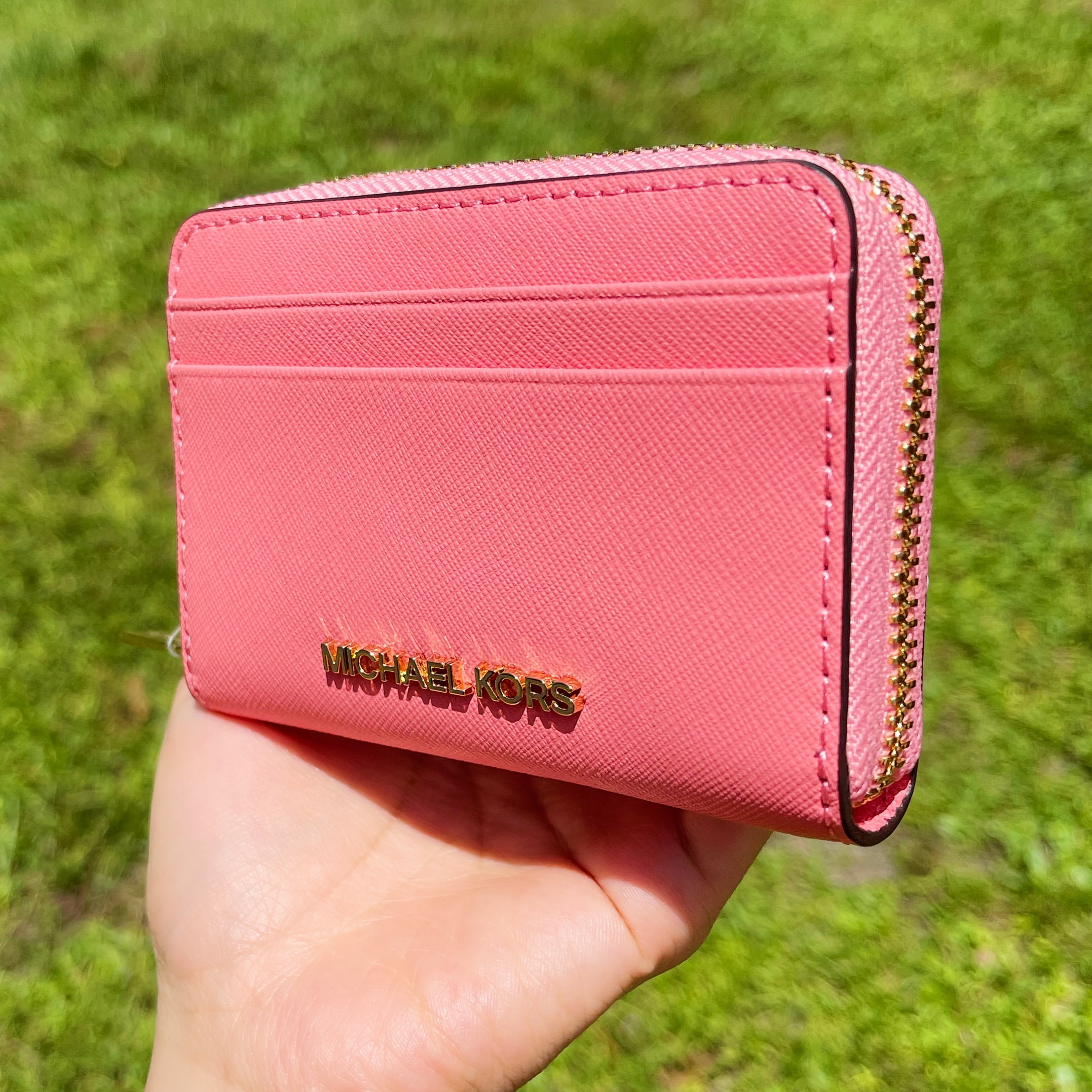 Michael Kors Female Card Wallet, Grapefruit Pink, Zip-Around