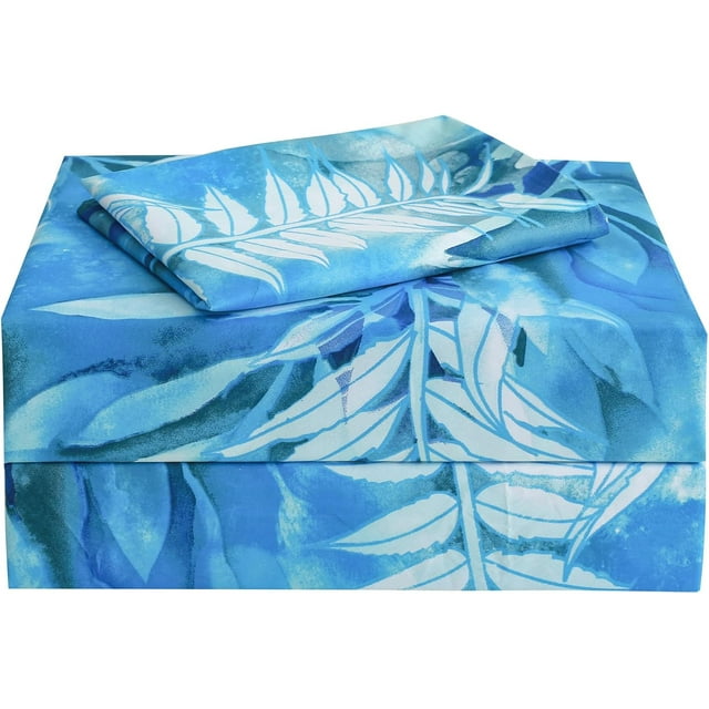 Floral Printed Sheet Set King Soft Microfiber Botanical Bed Sheets Extra Deep Pocket Pieces
