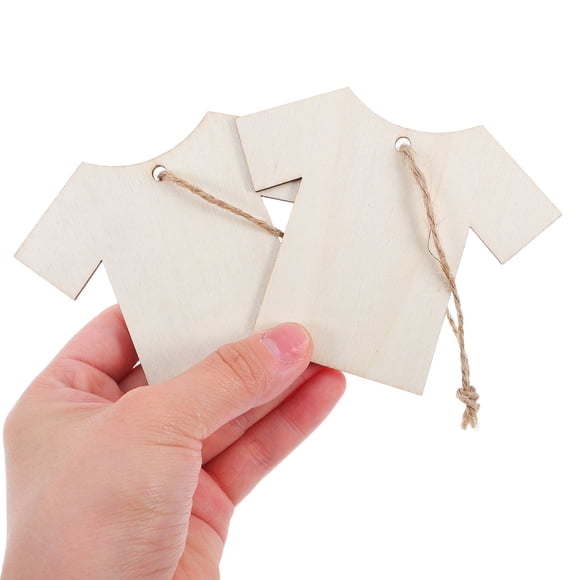 LABELEPH 20pcs Prices Tags Wooden Diy Blanks for Artists with Twine in Beige