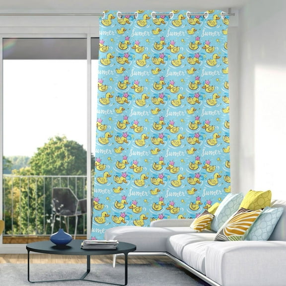 Blackout Curtains Window Curtain for Bedroom Living Room 1 Panel 82"x42" Cute Duck with Crown