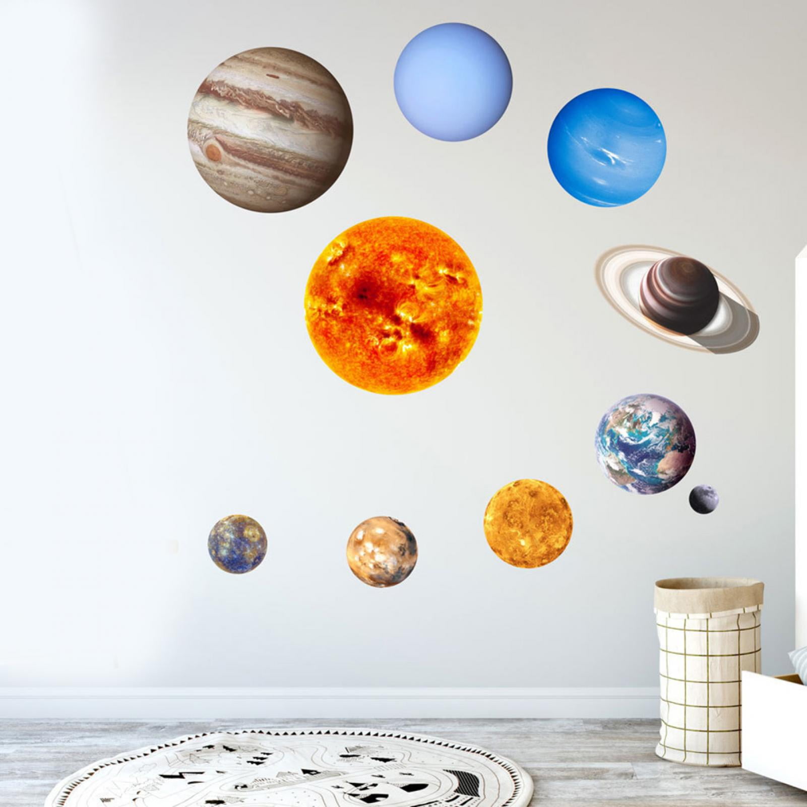 Banner de decoración del sistema solar, guirnalda de ocho planetas con estrella azul brillante, guirnalda de Banner de decoración del sistema solar, guirnalda de ocho planetas con estrella azul brillante, guirnalda de