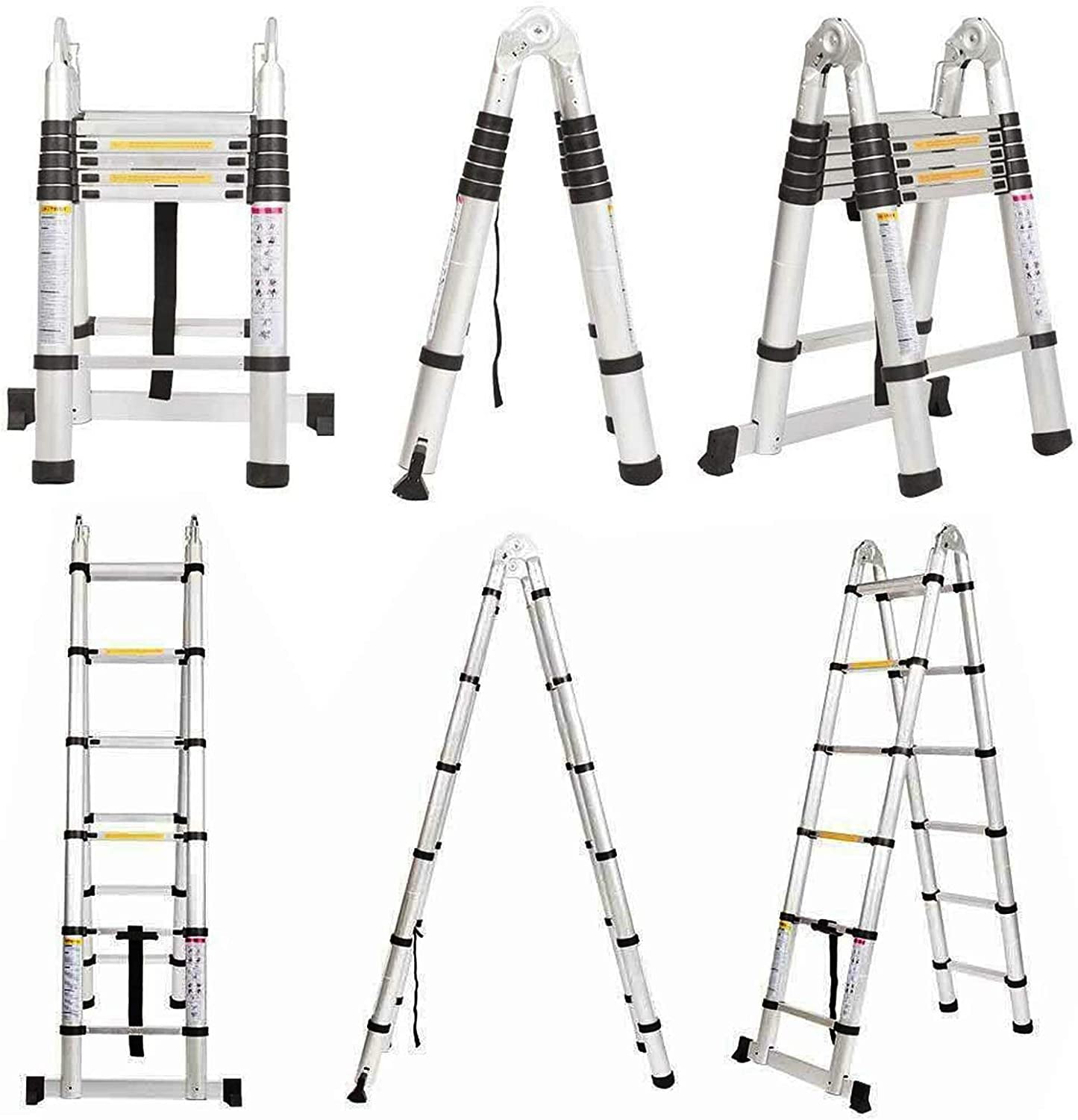 Bowoshen Telescoping Ladder 2in1 Extension Ladder 12.5ft Heavy Duty