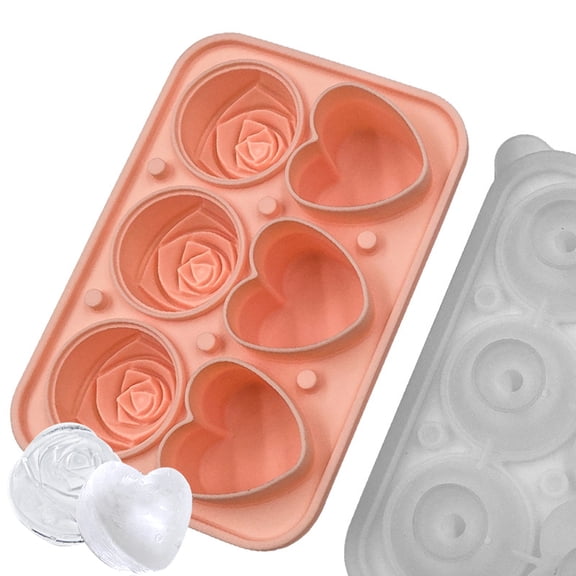 Silicone Popsicle Moulds Cute Rose Ice Cube Moulds Reusable Popsicle Moulds Set Easy to Release Children Cartoon Ice Cream Moulds for Frozen Beverages Whisky and Cocktails Pink