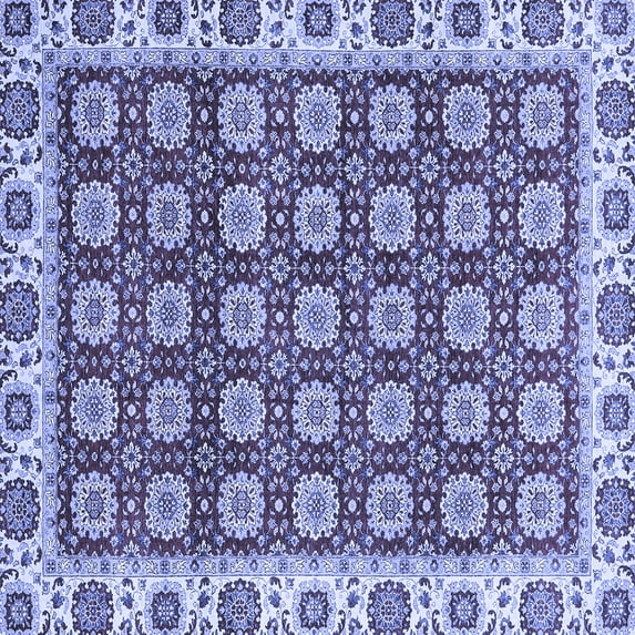 Ahgly Company Machine Washable Indoor Square Oriental Blue Traditional Area Rugs, 8' Square