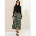 thumbnail image 4 of Unique Bargains Women's Floral Print Button Decor A-Line High Waist Slit Maxi Skirt, 4 of 6