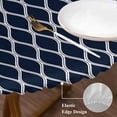 thumbnail image 3 of Navy Blue Morocco Round Tablecloth, Fitted Table Cover with Elastic for 36"-44" Round Tables, Red Ocean Nautical Anchor Stripe Table Cloth Outdoor Indoor Dinning Party Waterproof Tablecloths, 3 of 7
