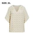 thumbnail image 2 of Blouses for Women Short Sleeve V Neck Pom Pom Chiffon Shirts Sexy Casual, 2 of 8