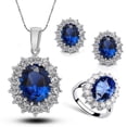 thumbnail image 1 of Juego de joyas para mujer TANGJMXG collar anillo y pendientes azul, 1 of 2