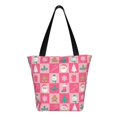 thumbnail image 3 of Horeoi Pink Christmas Cheer Print Shoulder Bag for Women Large Capacity Zipper Tote for Shopping Beach Travel Gym with Inner Pocket, 3 of 7