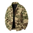 thumbnail image 2 of Delconic Mens Corduroy Jacket Loose Casual Turn Down Collar Long Sleeve Button Front Overshirt Camouflage Print Fall Winter Top Brown M, 2 of 8