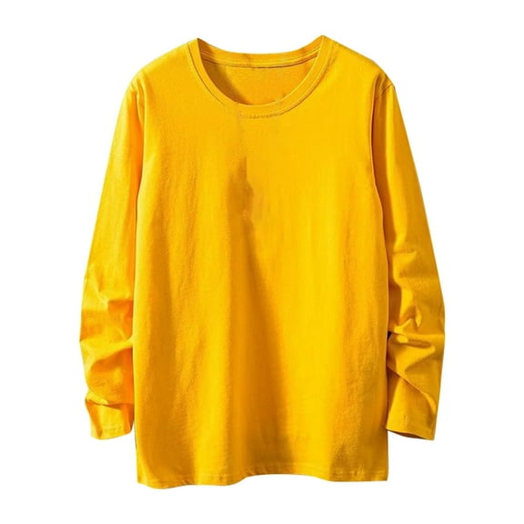 Felirenzacia Big and Tall Men's Long Sleeve Sweatshirts, Casual 0.4 lbs Cotton Crewneck Hoodie Shirts, Yellow, M