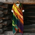 thumbnail image 5 of YuXingFu Dresses for Women V Neck 3/4 Sleeve Long Summer Dress Tie Waist Nylon Vacation Casual Everyday Boho Sundresses Multicolor S, 5 of 6