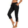 thumbnail image 2 of Hvogkswy Women's Capri Pants Solid Split-Hem Elastic Drawstring Waist Jogger Capri Pants with Pockets Thin Loose Casual Summer Capri, 2 of 6