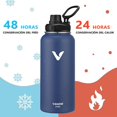 thumbnail image 3 of E T EASYTAO Termo de Acero Inoxidable, Termo de Agua con 2 Tapas, para Agua Fría (24 horas) o Caliente (12 horas Doble Pared y Tapa Hermética Antigoteo, con Asa para Transportar (940ml/32Oz, Azul), 3 of 3