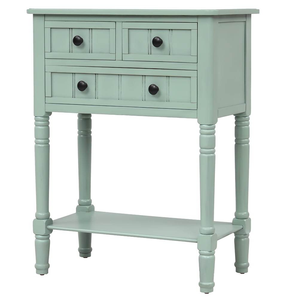 Kepooman Narrow Console Table, Rustic Entryway Cabinet with Storage Drawers and Bottom Shelf, Slim Sofa Table for Living Room, Easy Assembly, Retro Blue Kepooman Narrow Console Table, Rustic Entryway Cabinet with Storage Drawers and Bottom Shelf, Slim Sofa Table for Living Room, Easy Assembly, Retro Blue