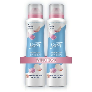 Secret Dry Spray Antiperspirant Deodorant, Wild Rose and Argan Oil, 4.1oz, Pack of 2