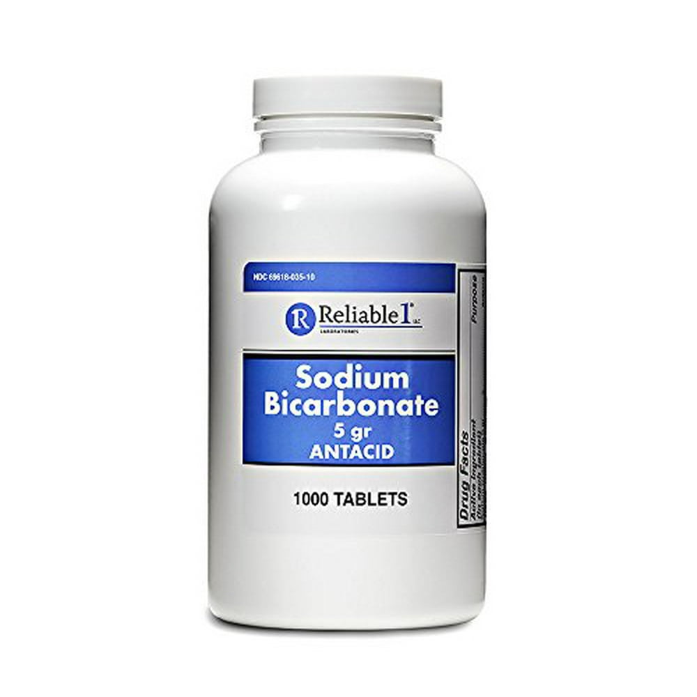 2 Pack Reliable 1 Sodium Bicarbonate 5 gr Antacid 1000 Tablets Each