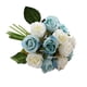 thumbnail image 1 of Xiao Hua Ramo de rosas artificiales de seda para bodas, fiestas y decoración del hogar, 12 unidades (blanco y azul), 1 of 5