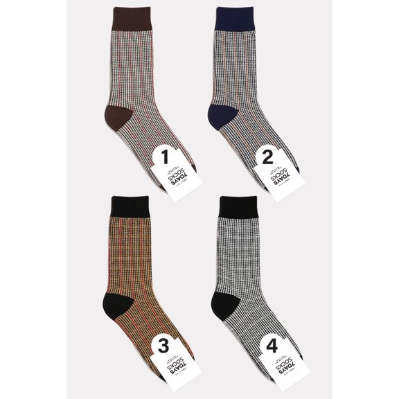 Men's Crew Houndtooth Dress Socks - 4 Pair Set