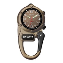 Dakota Mini Clip Microlight Pocket Watch with White Flashlight – Swiss Army Style Mini Watch & Army Gift – Army Brown